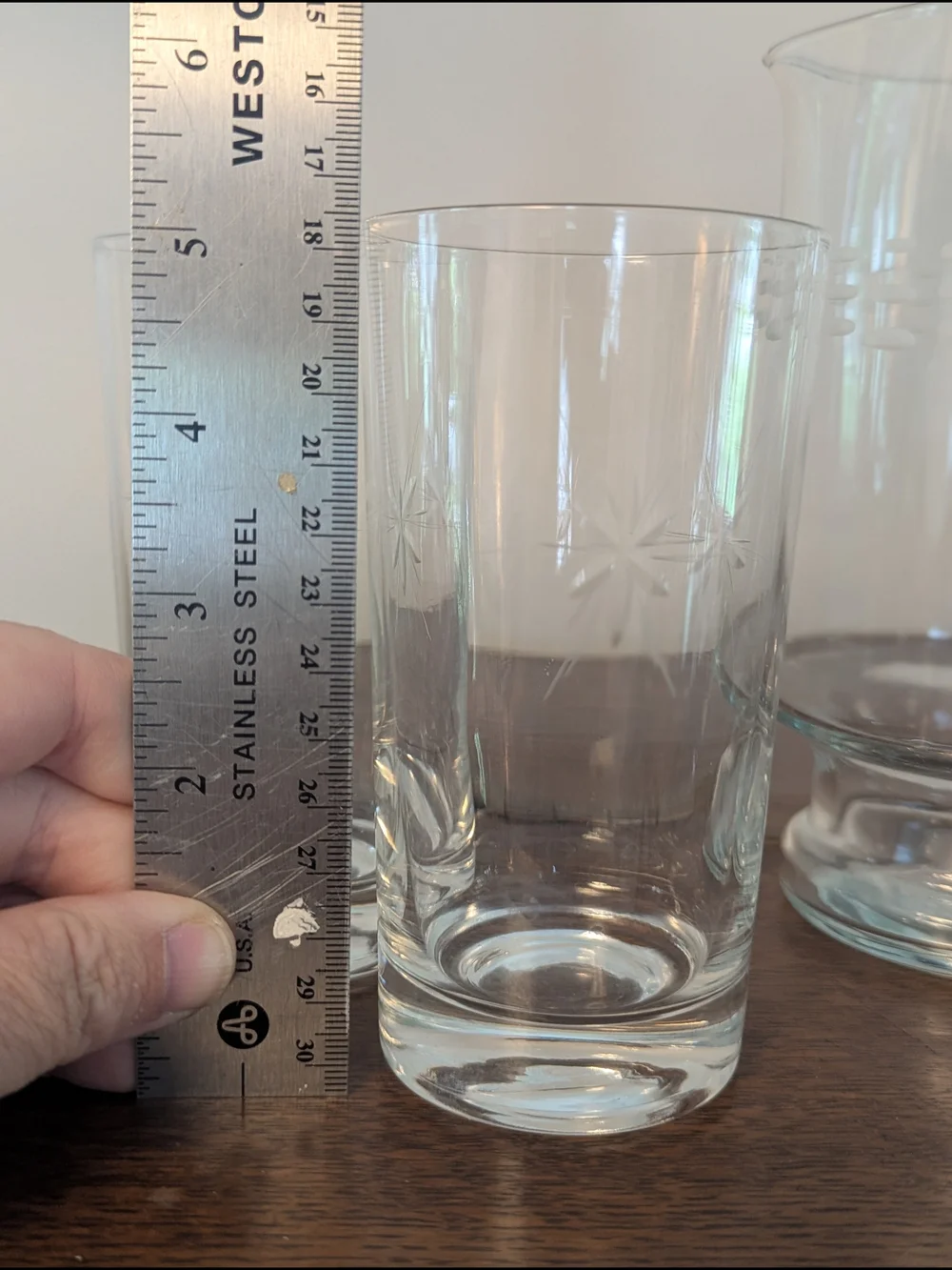 Curated Clear Etched Glass Drinkware Set For Your Bar